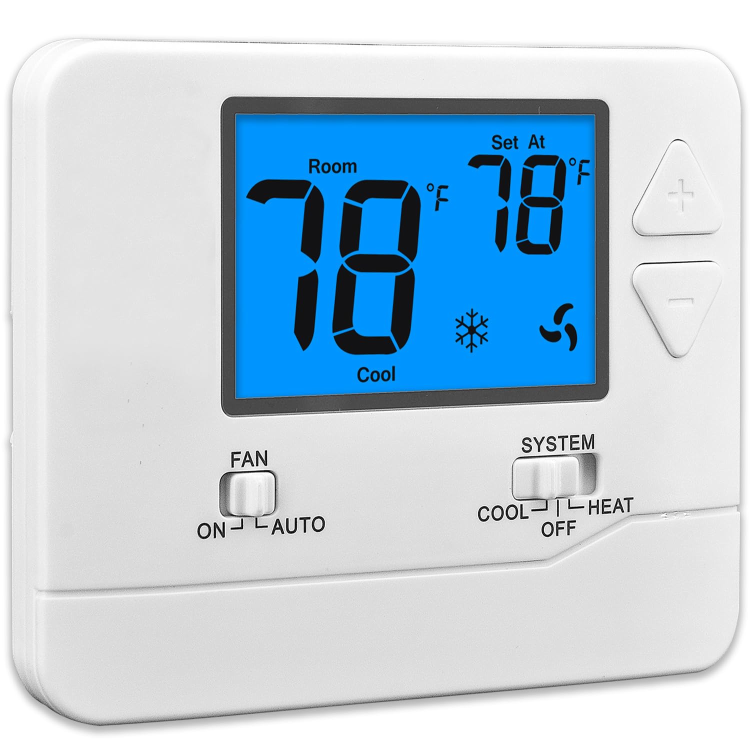 Suuwer Non-Programmable Thermostats for Home 1 Heat/1 Cool Off-white ( Blue Backlight )