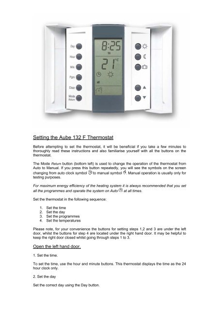 Aube Thermostat How to Turn off