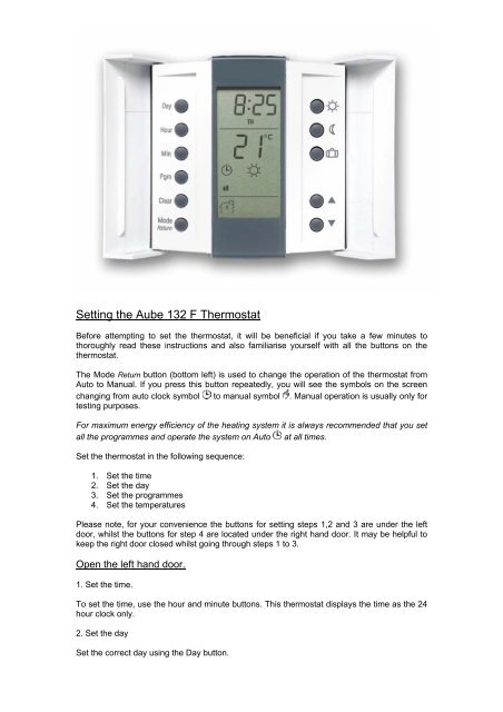 How to Turn on Aube Thermostat
